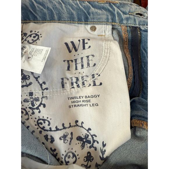 Free People Tinsley Baggy High Rise Jeans Wide Leg Straight Leg 30 Cotton Cargo - Picture 8 of 12